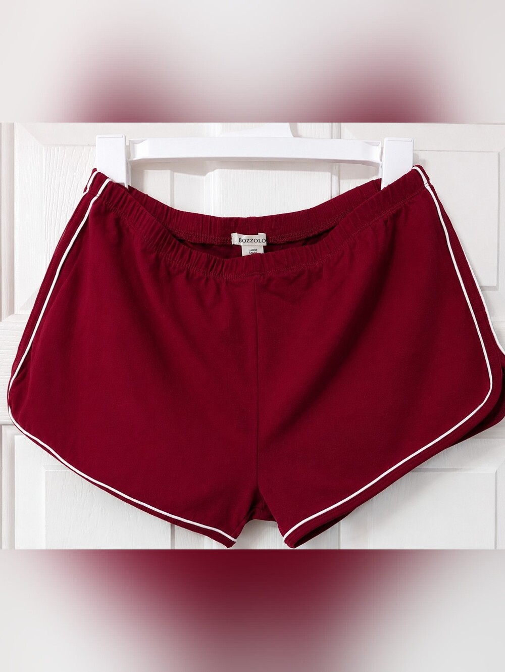 Bozzolo Retro Track Shorts Women's Large Burgundy Athletic Dolphin Side Slit